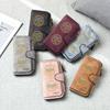 Vintage Print Long Wallet PU Leather Multislot Card Holder Casual Portable Cash Purse for Daily Use
