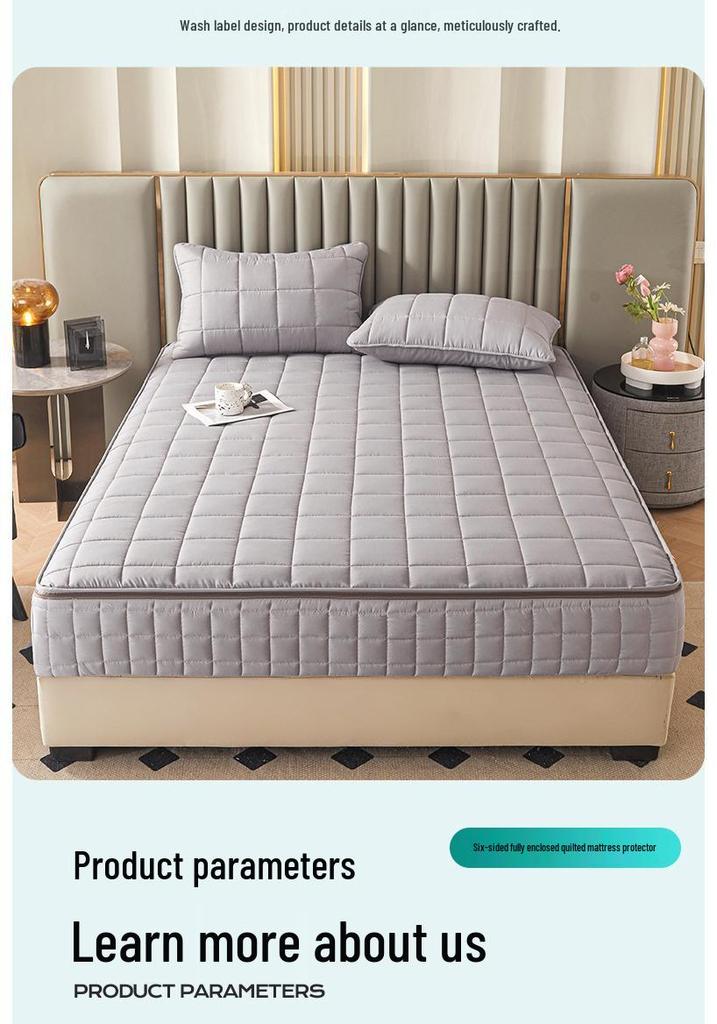 Protection de matelas ajustée matelassée en coton brossé et soja – Six côtés, couverture à 360°