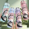 1PC Cherry Blossom Mountain Ink Art 750ml Color Plastic Sports Water Bottle Leakproof Flip Straw Lid Suitable for Sports Office Home Use