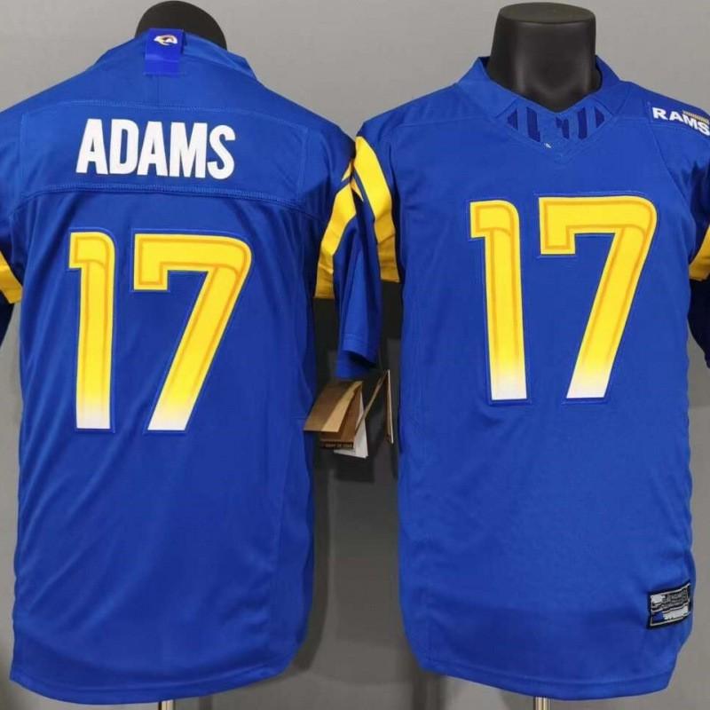 Rugby Jersey Embroidered Team Sport Shirt Los Angeles Rams 17 Adams Blue Regular Fit