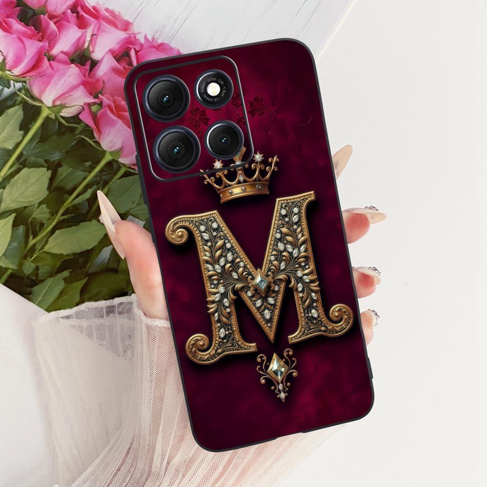 For Motorola Moto G86 Power Royal Crown Initial Letter Phone Case For Motorola Moto G86 G86Power Black Silicon Soft Bumpers