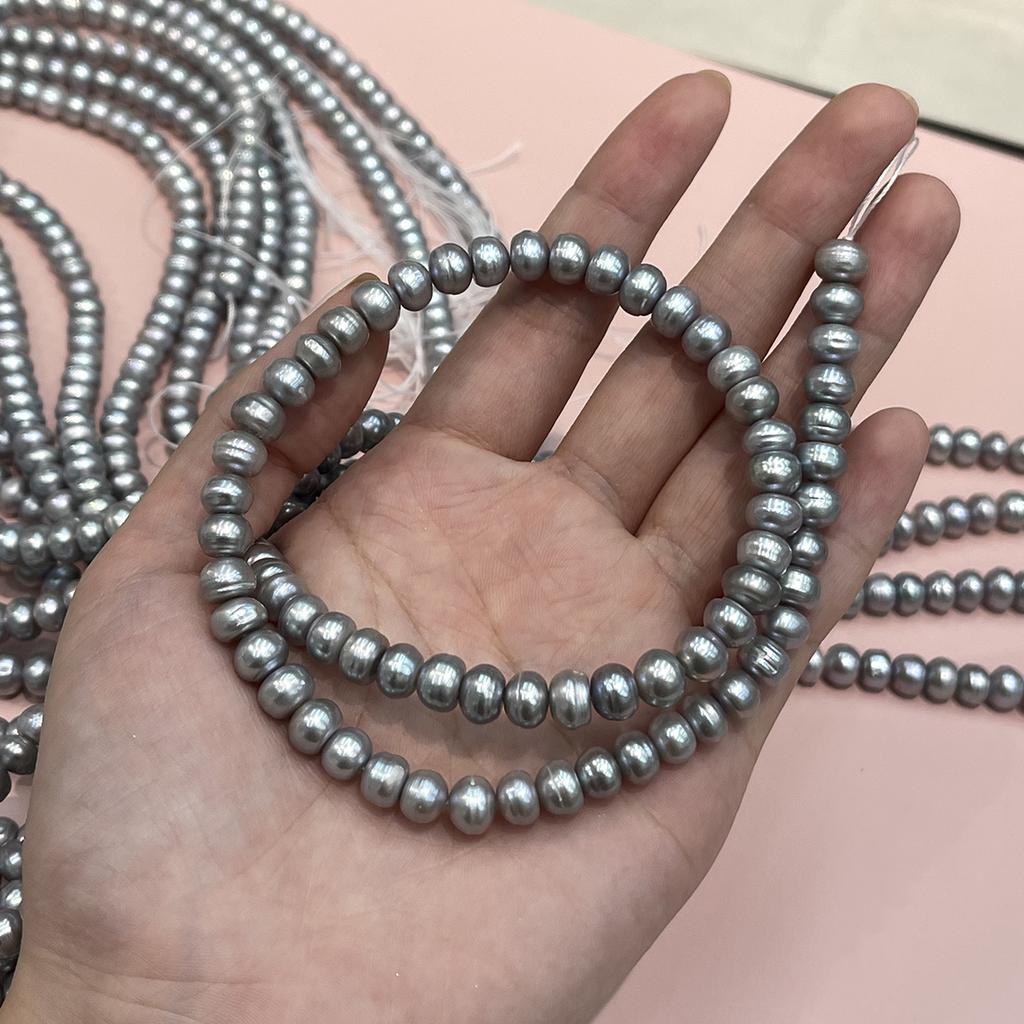 1 String Natural Freshwater Grey Abacus Pearl Beads 7-8mm, 36cm Strand, DIY Jewelry Beads for Handmade Necklace Bracelet Making