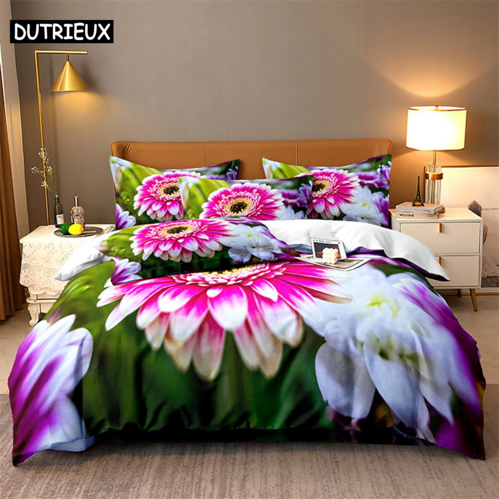 3D Digital Printing Fashion Design Natural Flowers Bedding Set Queen Size Duvet Cover Set