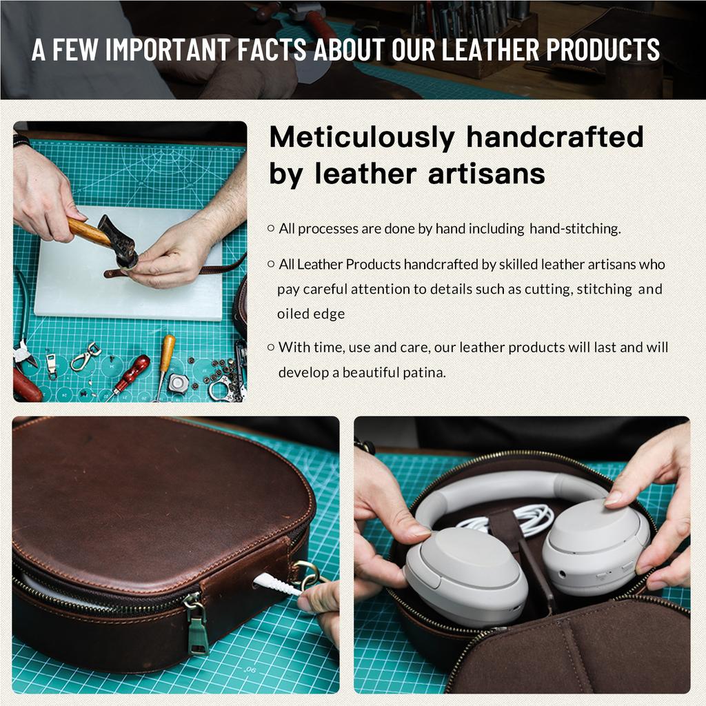 Genuine Leather Case for Apple AirPods Max SONY WH1000 XM4 XM5 XM6 Headphone Travel Carrying Case Protective Cover Storage Box