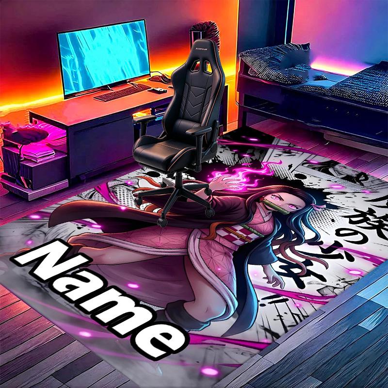Op Maat Gemaakte Gepersonaliseerde Demon Slayer Print Tapijt, Veelzijdig Huisdecoratie Kleed, voor Speelkamer, Appartement, Balkon, Entree, Hal Cadeau