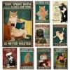 Animal Black Cat Art Poster Creative Metal Tin Signs for Living Room Kid Bedroom Wall Decoration Cafe Western Restaurant Plaques 26T 26T0104