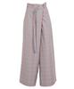 Kobe Lettuce Straight Wide Pants with Elastic Waist and Stylish Design Size Black Check Pattern Women's Belt, [M3962] M,