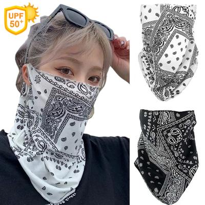 Bohemian Style Sunscreen Mask For Men Women UV Protection Cycling Neck Protection Mask Outdoor Cycling Bandana Hip Hop Scarf Summer Punk Ear Scarf