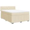Box Spring Bed with Mattress Cream 140 X 190 Cm Fabric
