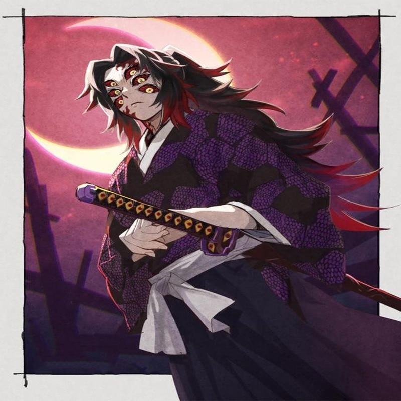 Anime Demon Slayer Kimetsu No Yaiba Kokushibo Cosplay Costume Print Kimono Uniform Shirt Halloween Carnival Party Costume