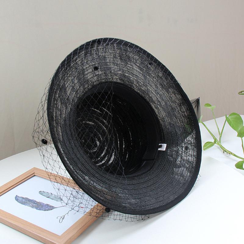Female Elegant Organza Hats Adult Travel Sun Caps Female Wide Brim Beach Caps Lady Party Bucket Organza Caps