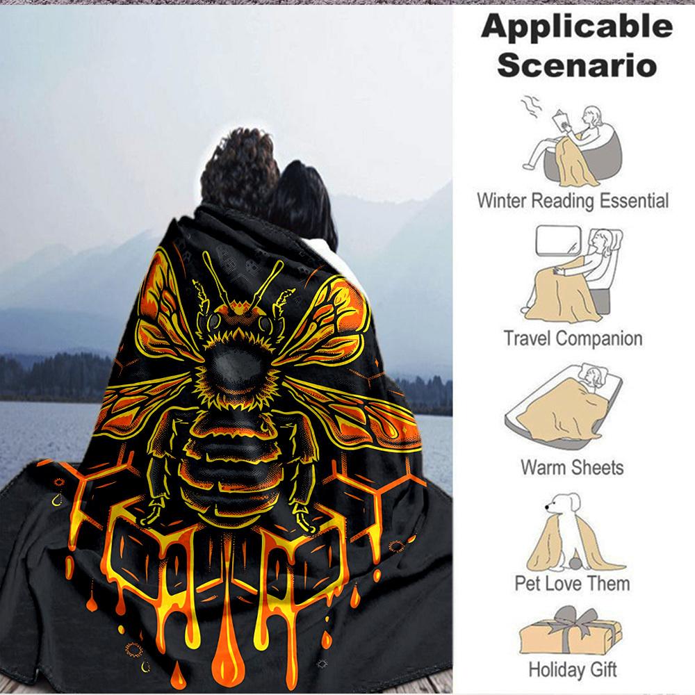 1 Stück Bienenwaben-Decke, Leichte Flanell-Kuscheldecke für Sofa, Bett, Reisen, Camping, Wohnzimmer, Büro, Couch114