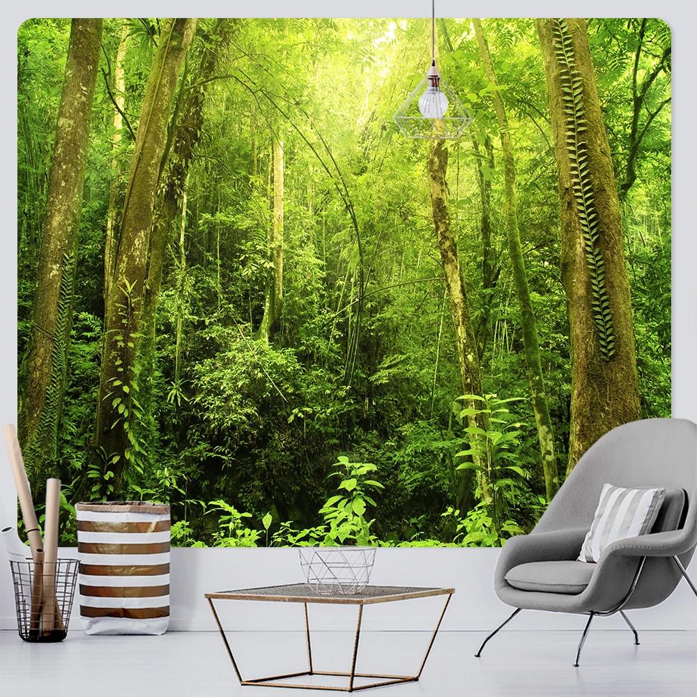 Silent forest home decor tapestry, bohemian hippie wall pendant, bedroom wall decoration, oversized background fabric sheets