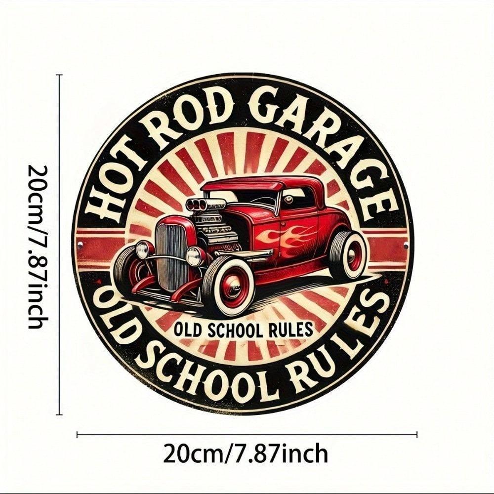 Premium Vintage Hot Rod Garage Metallschild Rund Mechaniker im Dienst Benutzerdefinierte Festival Dekoration