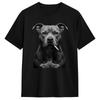 Tough Pitbull Dog Black White Canine Portrait Design Cotton T Shirt For Unisex Beach Vintage TShirts Hip Hop Tees Big Size Clothes