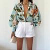 Elegant Semi-Sheer Shirt with Lapel & Lantern Sleeves - Perfect for Spring & Autumn