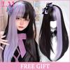 LM Long Straight Black Lace Front Wig Natural Black Pre Plucked Synthetic Lace Front Wig For Women Glueless Heat Resistant Fiber