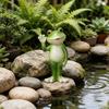 Small Frog Statue Miniature Garden Frog Ornament Resin Cute Frog Figurine for Indoor Outdoor Tabletop Planter Fairy Garden
