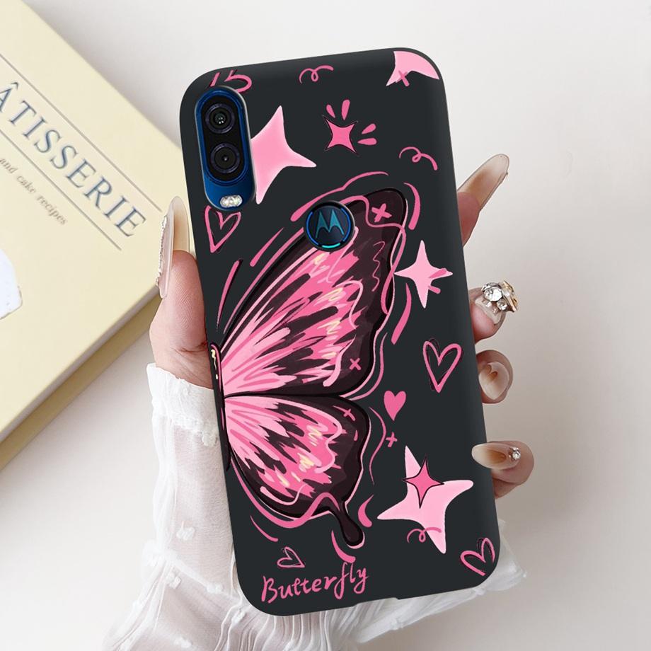 For Motorola One Vision One Macro Phone Case Motorola P50 Back Cover Soft Matte Silicone Slim Fundas Lovely Panda Rabbit Flower