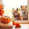 Creative Simulation Autumn Fox Fallen Leaves Home Glass Door and Window Decorative Stickers