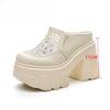 11cm Hoogte Zomer Dames Plateau Hoge Hak Sandalen Hoge Kwaliteit Mode Dames Hoge Hakken Enkele Schoenen Teen Gesloten Slippers