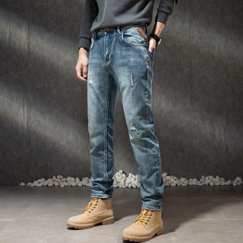Spring and Autumn Stretch Men's Jeans Korean Edition Men's Jeans Men's Small Straight Trousers Men's Versatile