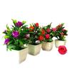 Miniatur-Topfpflanzen-Set aus Kunststoff mit Lilie und Rose mit realistischen Kunstblumen zur Heimdekoration