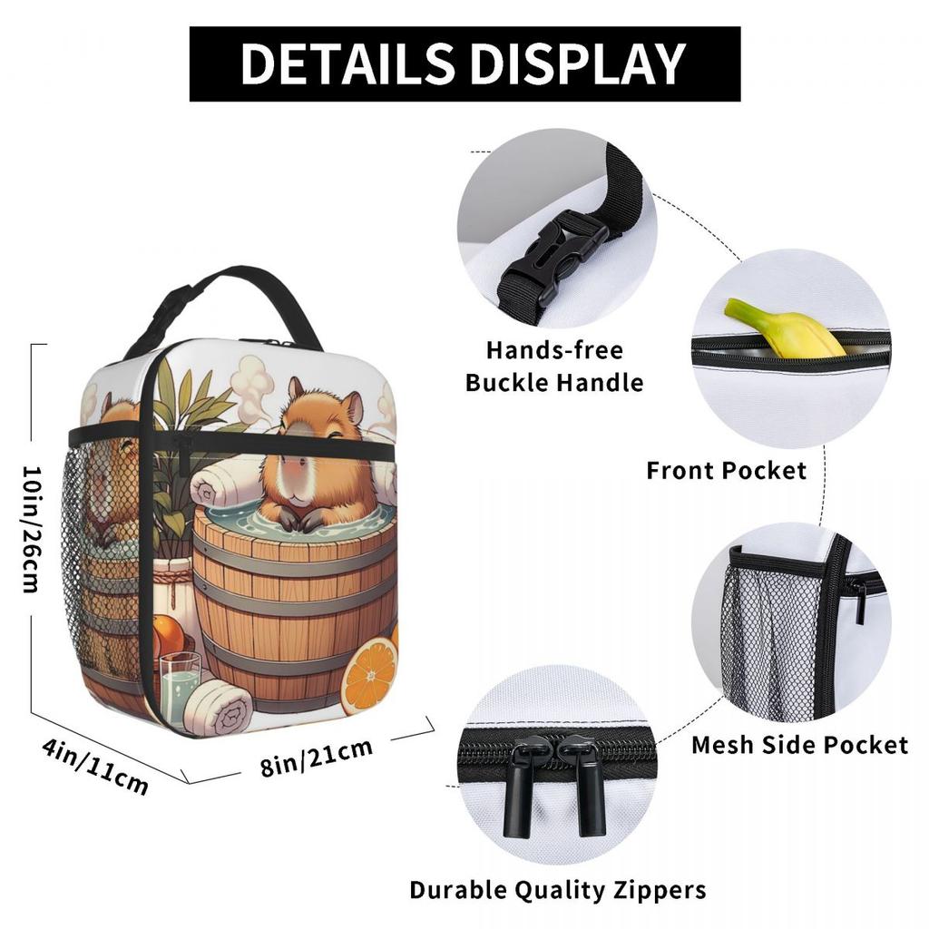 Bath Water Capybara Hot Spring Bubble Insulated Lunch Bag for Kids Cooler Thermal Food Box Tote Portable Lunch Boxes Container