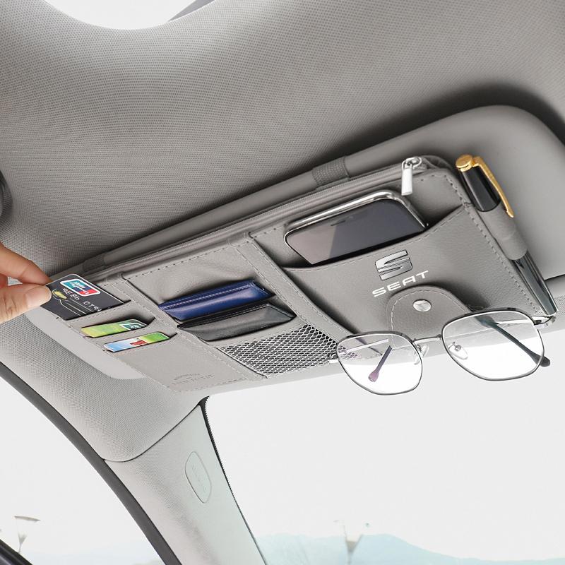Car Sun Visor Point Type Multi-function Storage Bag Car Accessories for Seat Leon Cordoba Arona 5 6 MII Alhambra FR Altea Ibiza Toledo