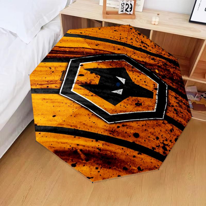 1 Stück Wölfe Fußballclub Emblem Aufdruck Regenschirm Klappschirm, Automatikschirm 8-Rippen für Reisen, Camping Fan Geschenke Weihnachtsgeschenke