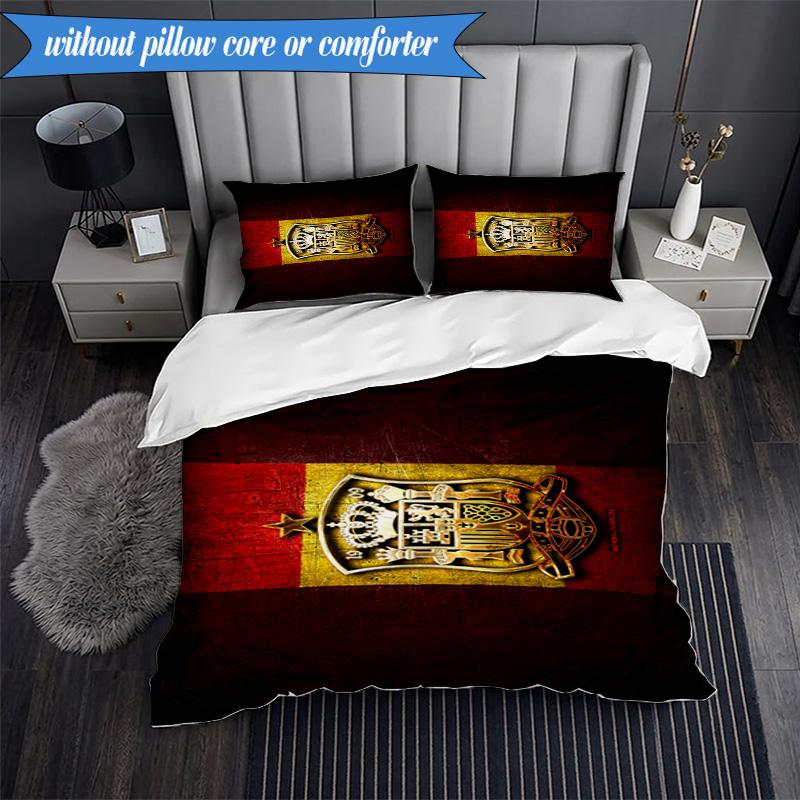 3PCS Spain FC Crest Printed Soft Bedding Set,Including 1pc Duvet Cover And 2pcs Pillowcases Perfect for Bedroom, Dormitory, Fan Gift