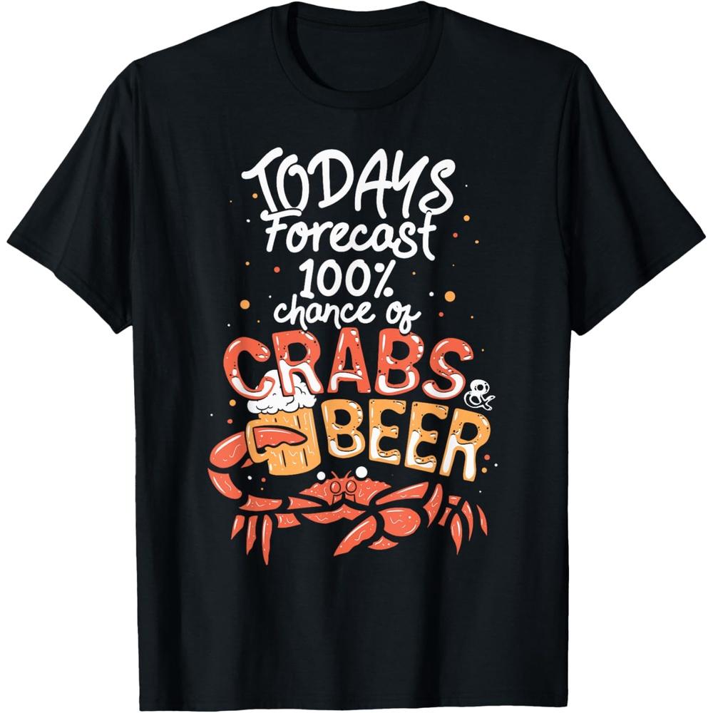 Funny Crab Eating Saying - Todays Forecast Crabs And Beer Cotton Men T Shirt