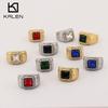 Hip Hop Atmospheric Ring, Vintage Inlaid Colored Gemstones Freemason Ag Stainless Steel Men'S Ring