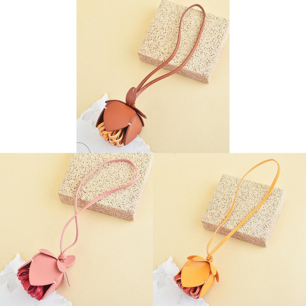 Floral Bag Charm Keychain With Woven Leather For Women Accessories