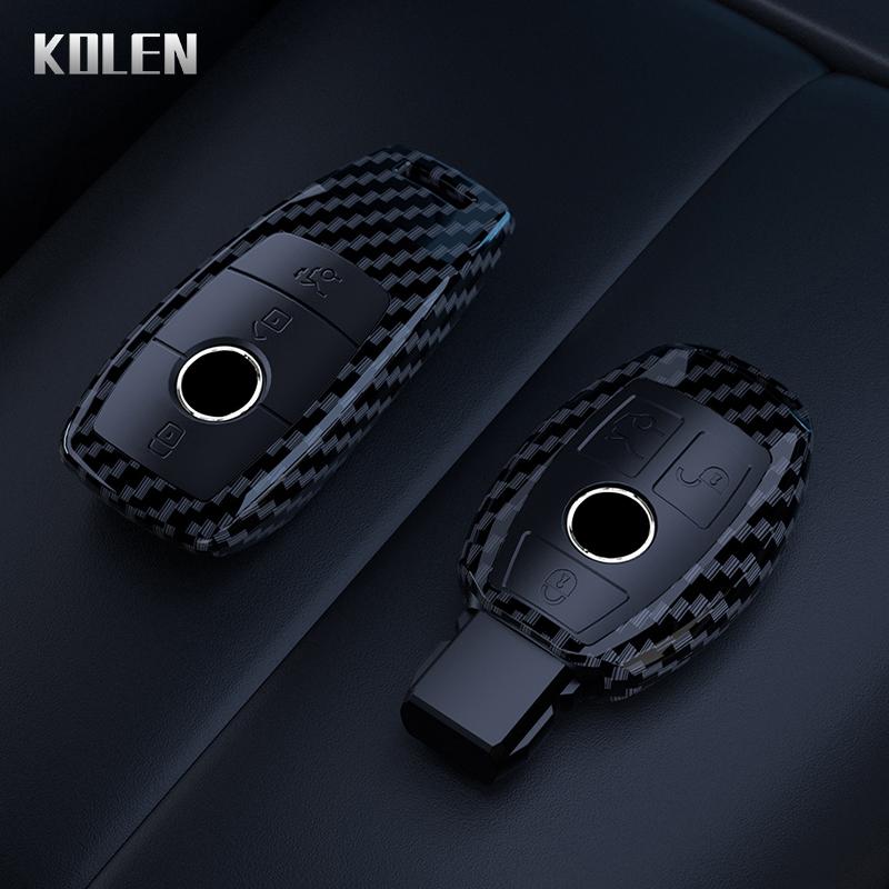 Abs Carbon Fiber Style Car Key Case Cover For Mercedes Benz A B C E S Class W204 W205 W212 W213 W176 Glc Cla Amg W177 X167 W463