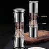 Yousheng Salzmühle aus Edelstahl, einstellbare Grobheit, leicht zu reinigen, Doppelkopf, 2-in-1-Mühle zum Würzen