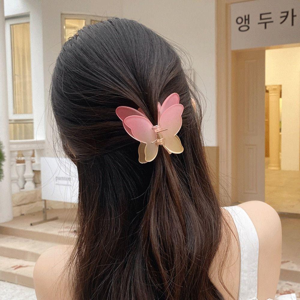 Gradient Butterfly Hair Claw Clip Colorful Barrette New Hairpin Women