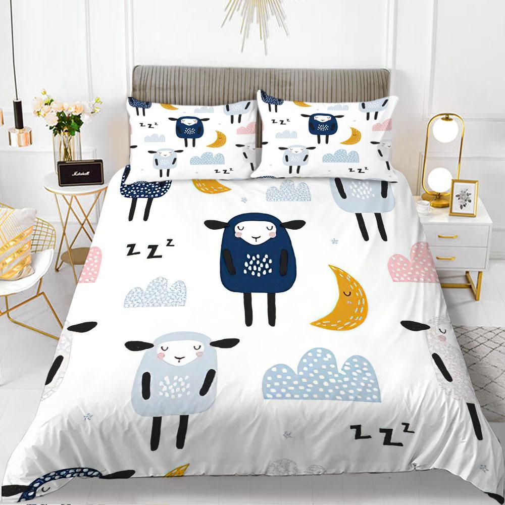 Kaninchen Bettbezug Set Cartoon Tiere Thema 3D Druck Kawaii Niedlich Rosa King Queen Größe Für Kinder Mädchen Frauen Polyester Bettwäsche Set