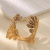 New Gold-plated Stainless Steel Wide-version Texture Open Bracelet Street Hip-hop Exaggerated Bracelet