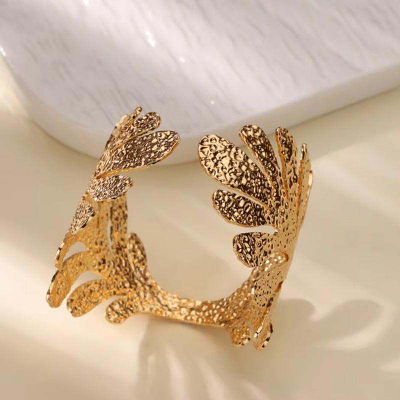 New Gold-plated Stainless Steel Wide-version Texture Open Bracelet Street Hip-hop Exaggerated Bracelet