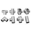1Pcs Tee Straight Elbow Pipe Connector Stainless Steel 2/3/4/5/6 Way Pipe Fittings 25mm Clothesline Shelf Joints