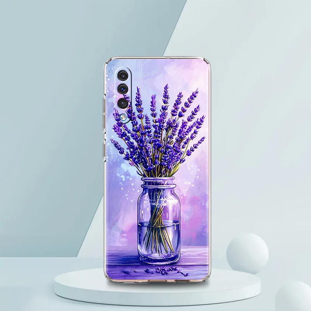 Husă Telefon Transparentă pentru Samsung Galaxy A16 A14 A12 A22 A24 A42 A02 A03S A06 A20 A30 A40 Capac Moale TPU Model Lavandă Capas