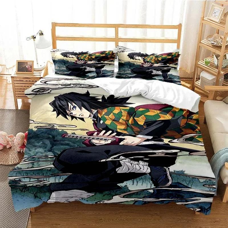 Copripiumino Demon Slayer Stampato 3D Anime Nezuko Tanjirou Set Biancheria da Letto Matrimoniale Singolo Singolo Matrimoniale Queen King Size