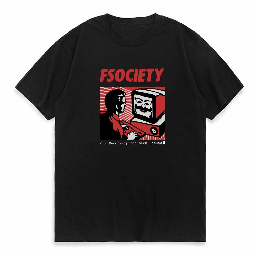 Maglietta Vintage Divertente Mr Robot Unisex 100% Cotone T-shirt Fsociety Manica Corta Maglietta Hacker F Society Top Maglietta Geek Abbigliamento Regalo