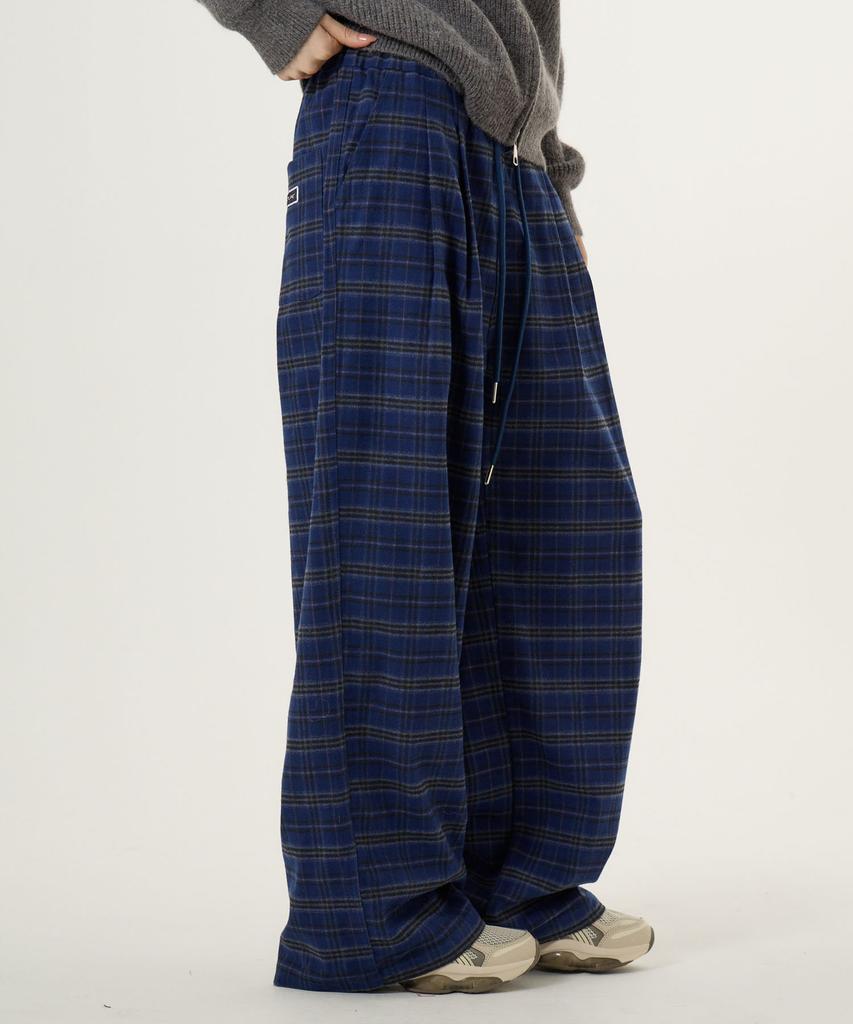 UNKNOWN PLANET Check Elastic Waist Pants Blue