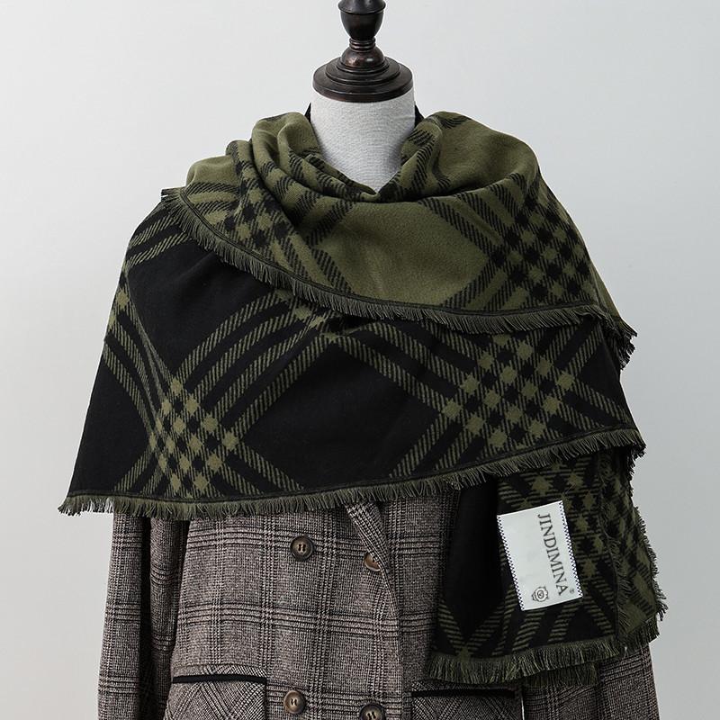 Plaid Scarf Autumn and Winter Korean Style Imitation Cashmere Scarf Women's Winter Versatile Double Sided Scarf Shawl High End