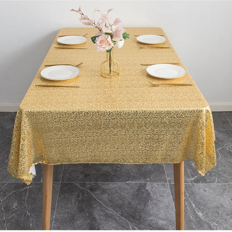 Sequined Florals Designs Tablecloth Polyester Materials Spill Proof for Kitchen Party Decoration