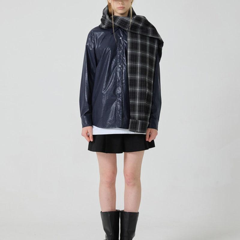 YUTHENTIC Check Sleeve Muffler Black Check AX5XF8502D