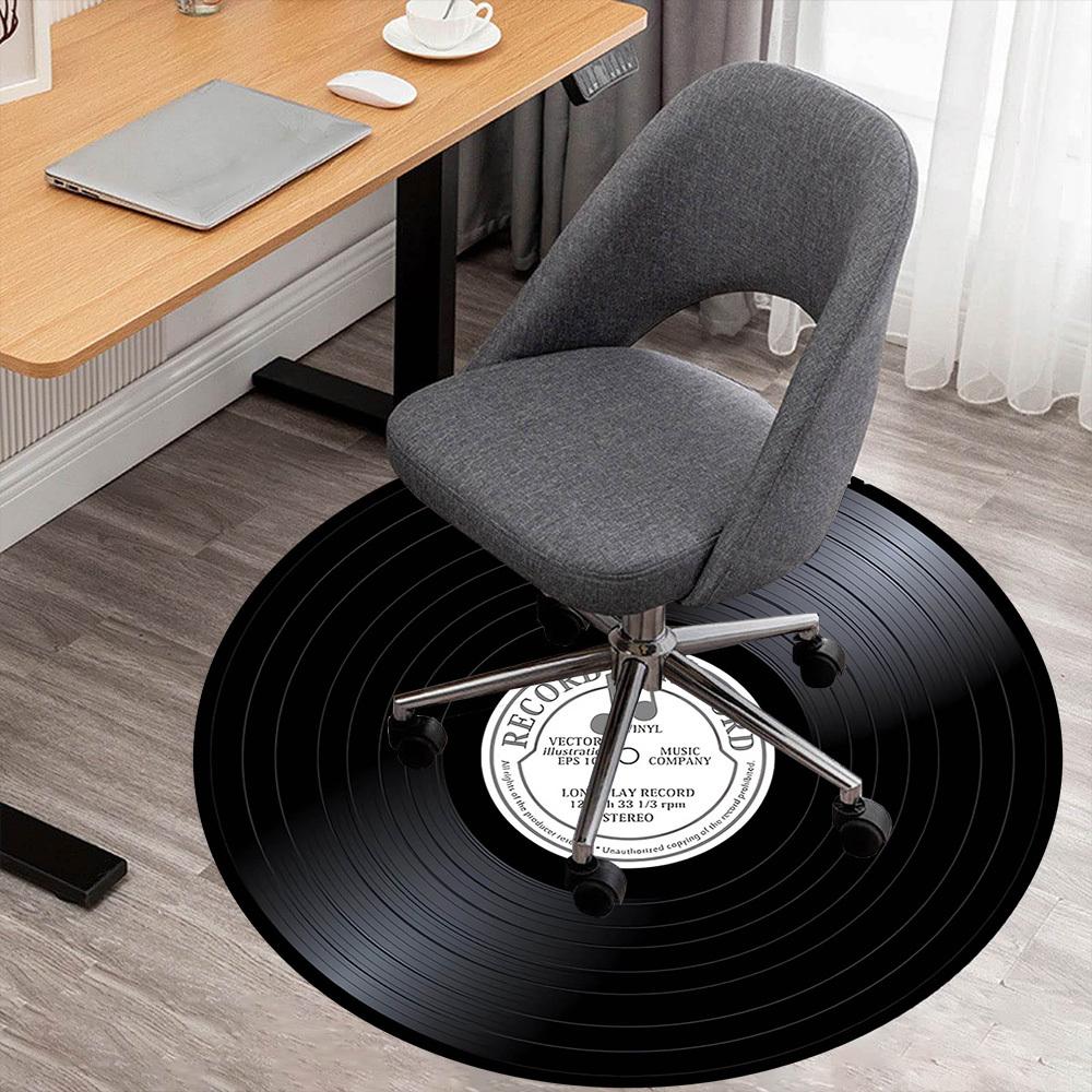 1pc Vinyl Record Round Chair Mat Area Rug - Non-Slip, Floor Mat for Office, Bedroom, Home Decor Christmas Gift P0811159