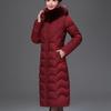 Chaqueta de Algodón Acolchada con Capucha y Cuello de Piel para Mujer Ropa de Invierno Madre de Mediana Edad Abrigo Grueso Medio-Largo Cálido Chaqueta